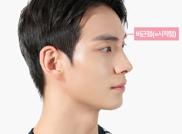에이탑성형외과 직선라인 코성형 옆 라인 눈썹뼈 및 비근점 위치 체크